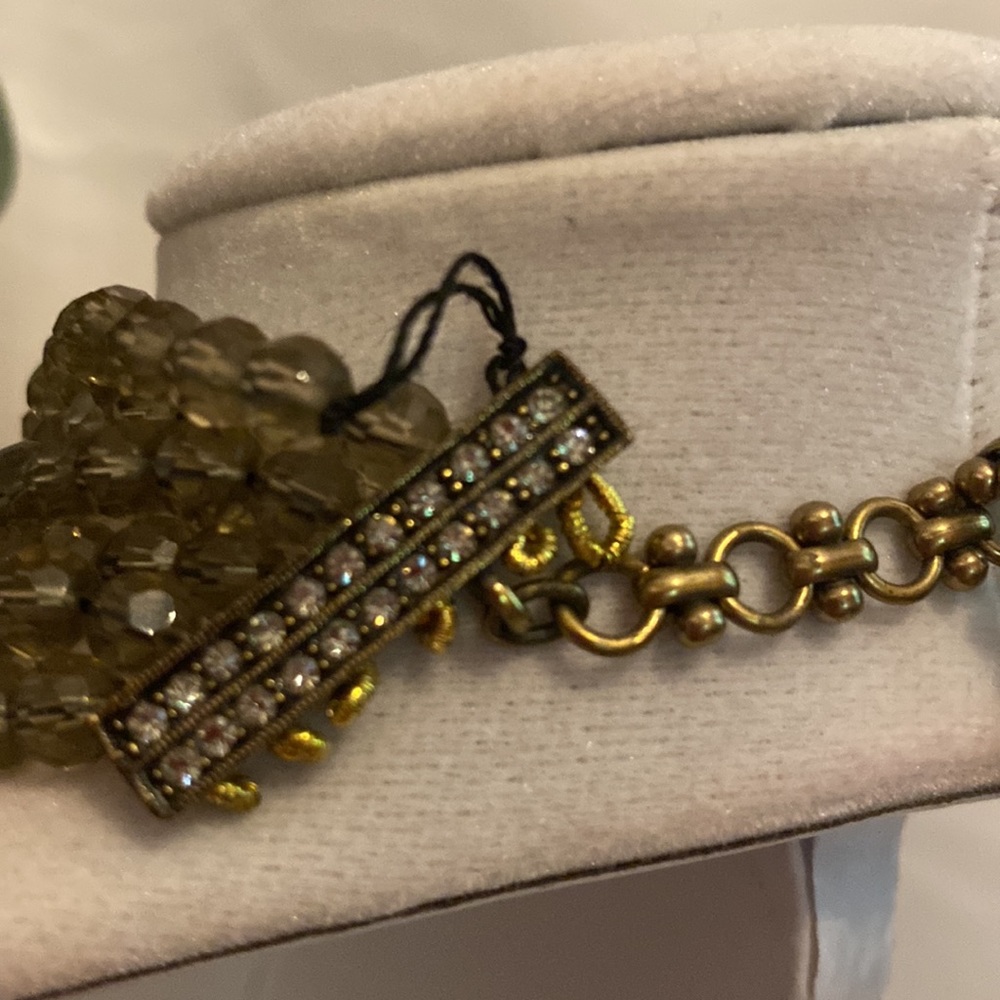 Heidi Daus beaded smoky quartz 6 strand Belgium Disc pendant choker necklace - Picture 7 of 15